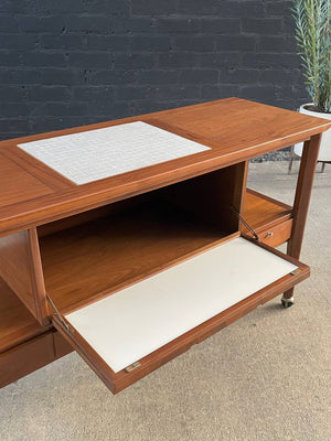 Mid-Century Modern Tile Fliptop Insert Drop Front Credenza Console Table, c.1960’s