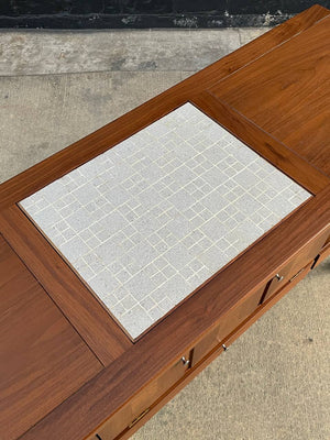 Mid-Century Modern Tile Fliptop Insert Drop Front Credenza Console Table, c.1960’s