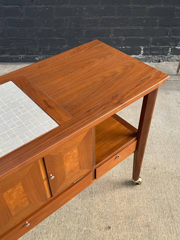 Mid-Century Modern Tile Fliptop Insert Drop Front Credenza Console Table, c.1960’s