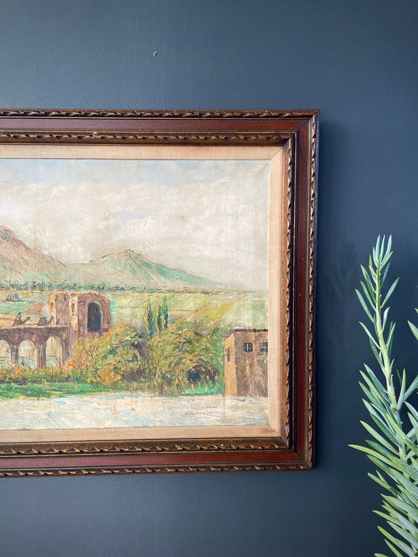 Vintage Landscape Oil Painting, Signed