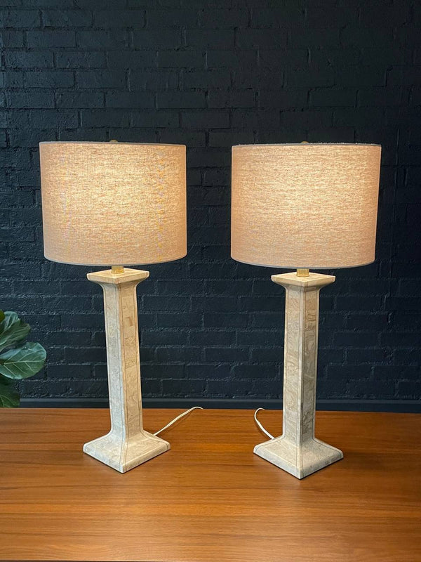 Mid-Century Tessellated Stone Table Lamps Coastal Modern, c.1960’s