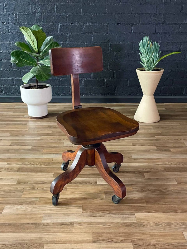 Vintage Oak Office Desk Chair, c.1940’s