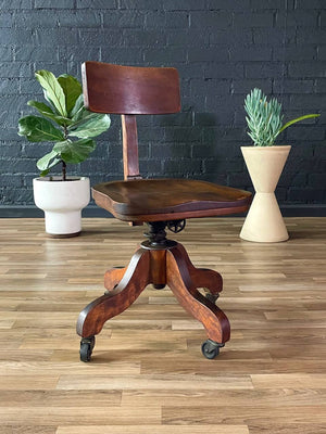 Vintage Oak Office Desk Chair, c.1940’s