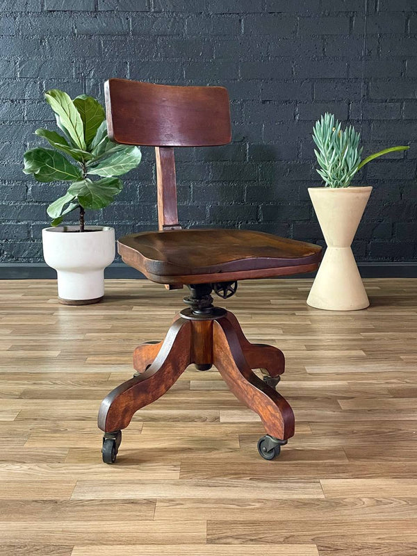 Vintage Oak Office Desk Chair, c.1940’s