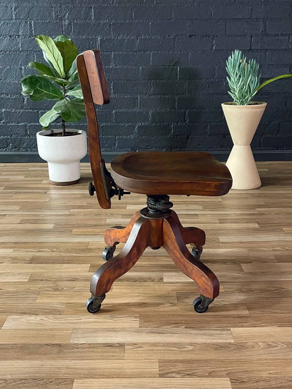 Vintage Oak Office Desk Chair, c.1940’s