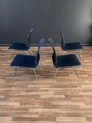 Set of 6 Mid-Century Modern Stackable Chrome Chairs by Steelcase