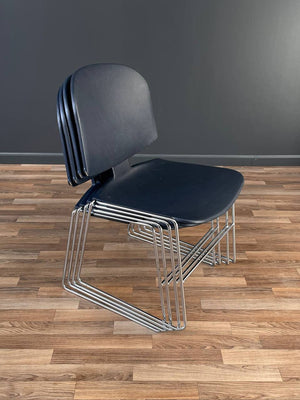 Set of 6 Mid-Century Modern Stackable Chrome Chairs by Steelcase