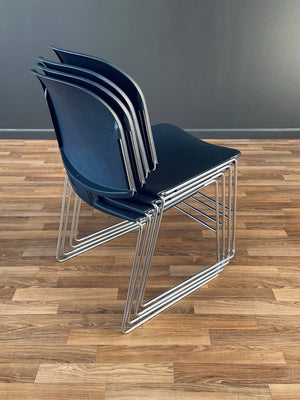 Set of 6 Mid-Century Modern Stackable Chrome Chairs by Steelcase
