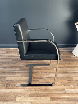 Mid-Century Modern Cantilever Steel & Leather Chair