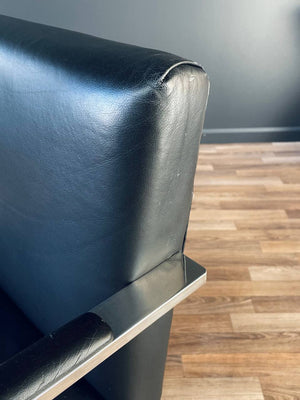 Mid-Century Modern Cantilever Steel & Leather Chair