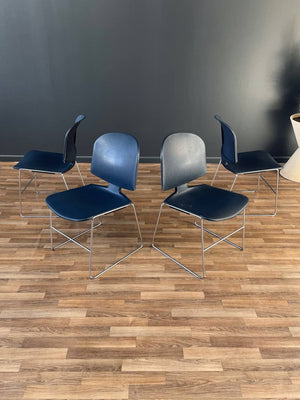 Set of 6 Mid-Century Modern Stackable Chrome Chairs by Steelcase