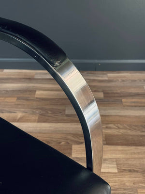 Mid-Century Modern Cantilever Steel & Leather Chair