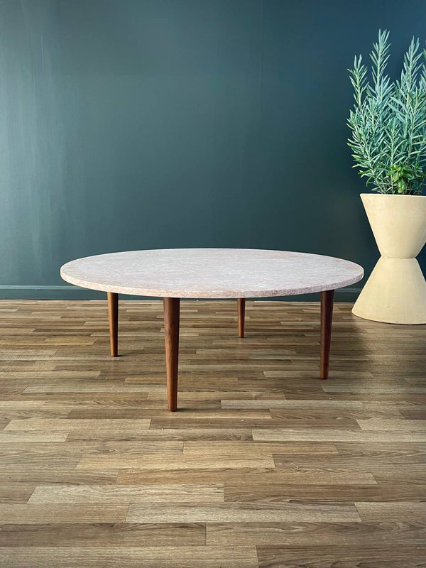 Mid-Century Modern Pink Marble Top Coffee Table, c.1960’s