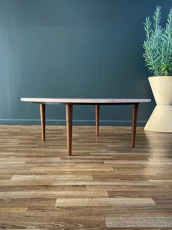 Mid-Century Modern Pink Marble Top Coffee Table, c.1960’s