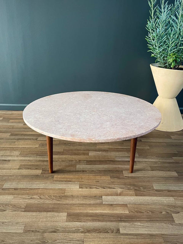 Mid-Century Modern Pink Marble Top Coffee Table, c.1960’s