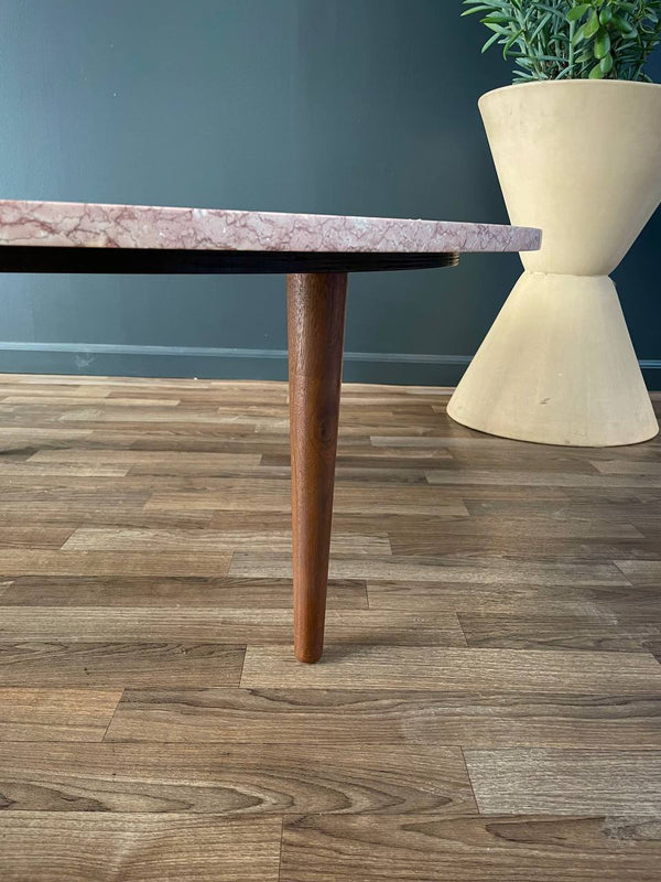 Mid-Century Modern Pink Marble Top Coffee Table, c.1960’s