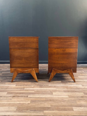 Pair of Mid-Century Modern Sculpted Walnut Night Stands, c.1960’s
