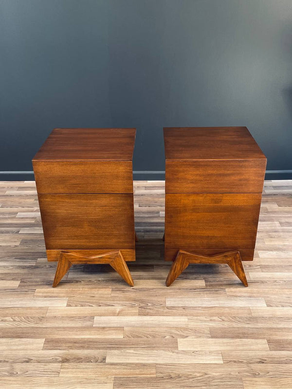 Pair of Mid-Century Modern Sculpted Walnut Night Stands, c.1960’s