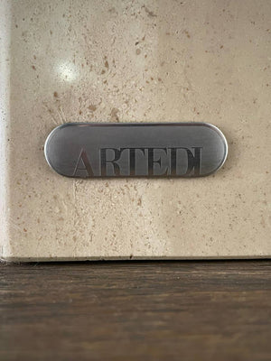 Mid-Century Post Modern Travertine Stone & Brass Dining Table by Artedi, c.1970’s