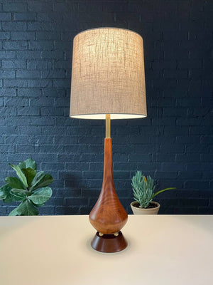 Mid-Century Modern Walnut & Brass Table Lamp, c.1960’s