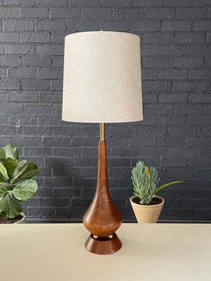 Mid-Century Modern Walnut & Brass Table Lamp, c.1960’s