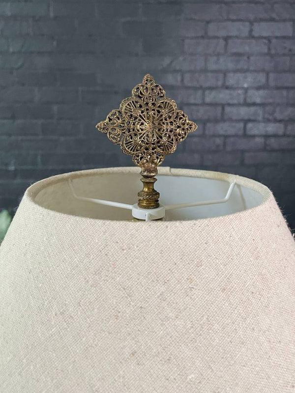 Vintage Italian Rococo-Style Carved Wood Lamp, c.1950’s