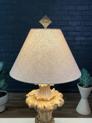 Vintage Italian Rococo-Style Carved Wood Lamp, c.1950’s