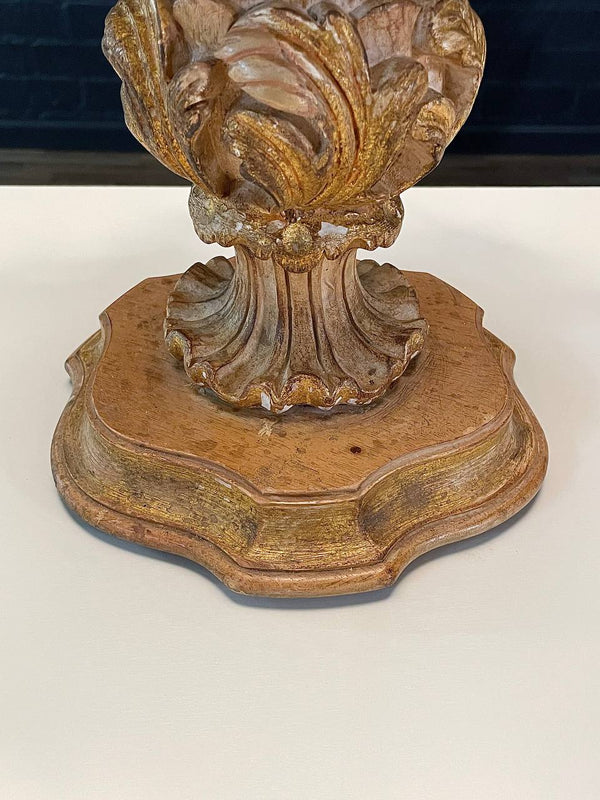 Vintage Italian Rococo-Style Carved Wood Lamp, c.1950’s