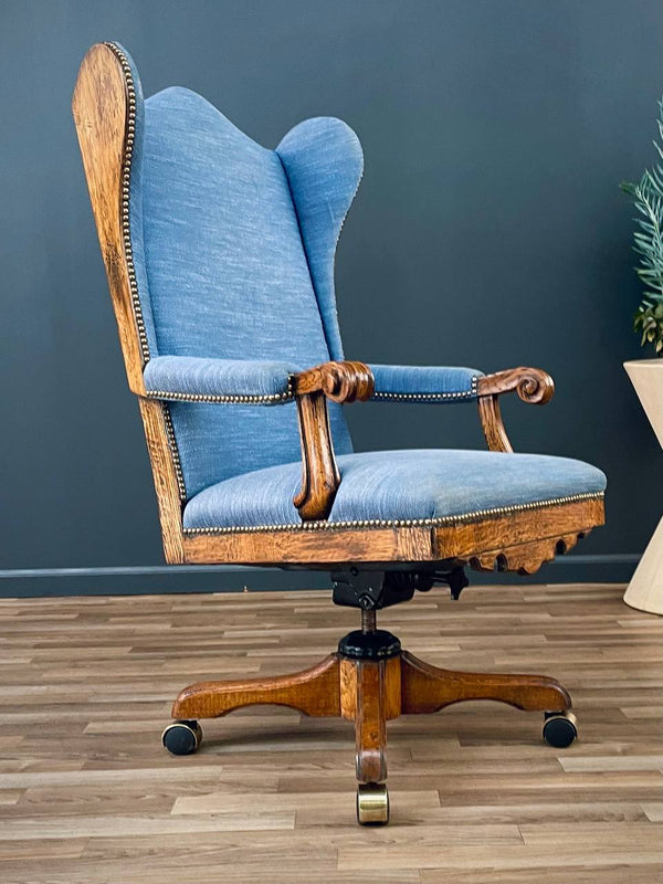 Vintage Rustic Farmhouse Style Oak Office Chair , c.1960’s