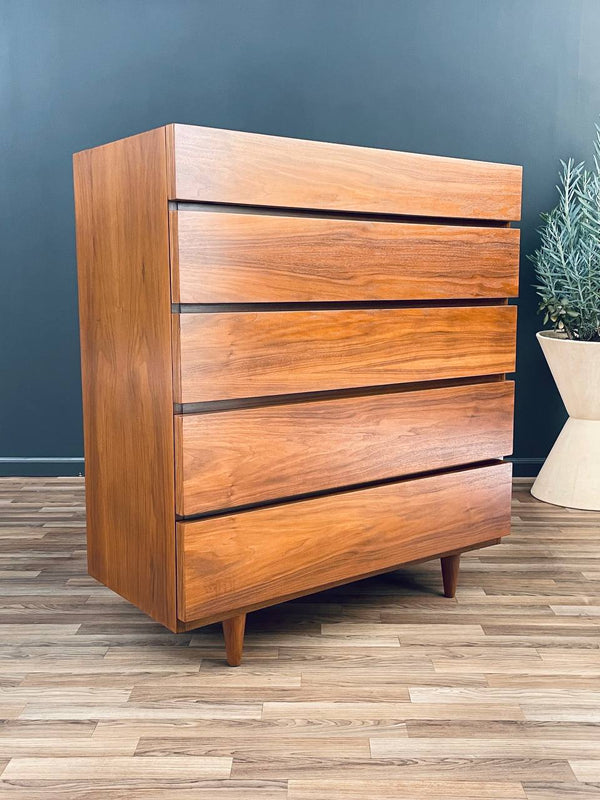Mid-Century Modern Walnut Highboy Dresser by American of Martinsville, c.1950’s