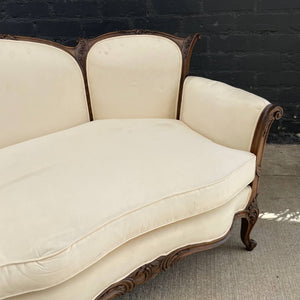 French Antique Hand Carved Wing Back Sofa, c.1950’s