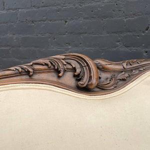 French Antique Hand Carved Wing Back Sofa, c.1950’s