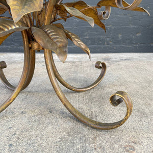 Vintage Gilt Metal Flower Side Table with Glass Top, c.1960’s