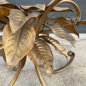 Vintage Gilt Metal Flower Side Table with Glass Top, c.1960’s