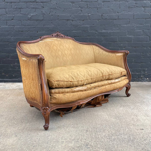French Antique Hand Carved  Love Seat Sofa, c.1950’s