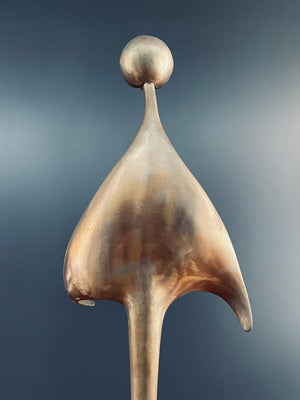 Mid-Century Modern Abstract Brass Sculpture with Pink Marble Base