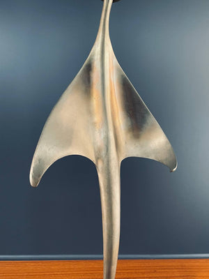 Mid-Century Modern Abstract Brass Sculpture with Pink Marble Base
