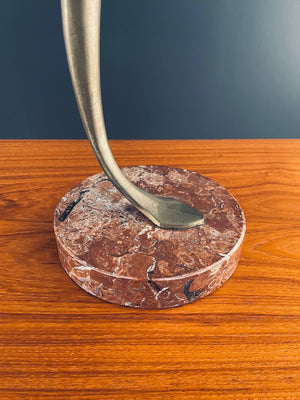 Mid-Century Modern Abstract Brass Sculpture with Pink Marble Base