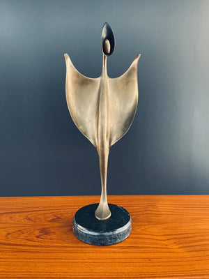Mid-Century Modern Abstract Brass Sculpture with Marble Base