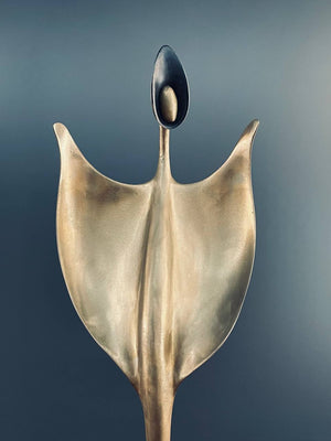 Mid-Century Modern Abstract Brass Sculpture with Marble Base