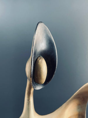 Mid-Century Modern Abstract Brass Sculpture with Marble Base