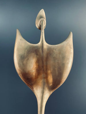 Mid-Century Modern Abstract Brass Sculpture with Marble Base