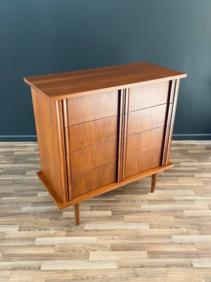 Mid-Century Modern Walnut Highboy Dresser by American of Martinsville