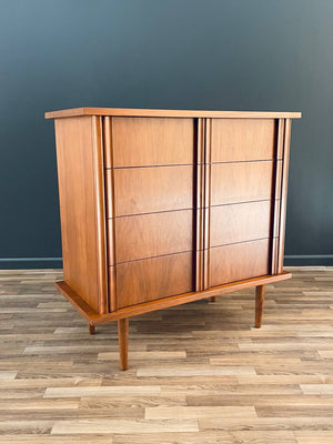 Mid-Century Modern Walnut Highboy Dresser by American of Martinsville