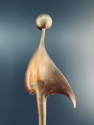 Mid-Century Modern Abstract Brass Sculpture with Pink Marble Base
