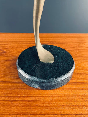 Mid-Century Modern Abstract Brass Sculpture with Marble Base
