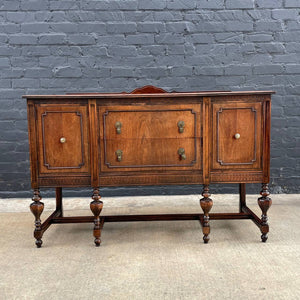 American Antique Sculpted Walnut Buffet Sideboard, c.1940’s