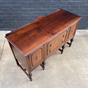 American Antique Sculpted Walnut Buffet Sideboard, c.1940’s
