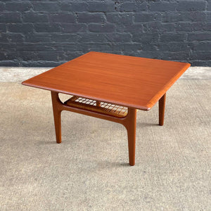Mid-Century Danish Modern Teak & Cane Coffee Table by Trioh, c.1960’s