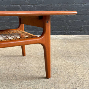 Mid-Century Danish Modern Teak & Cane Coffee Table by Trioh, c.1960’s